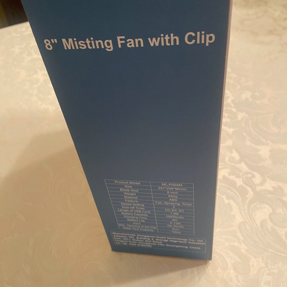COPY - Misting Fan Rechargeable 10000mAh Battery, 8-inch Mister Fan with Clip– … - Picture 9 of 10